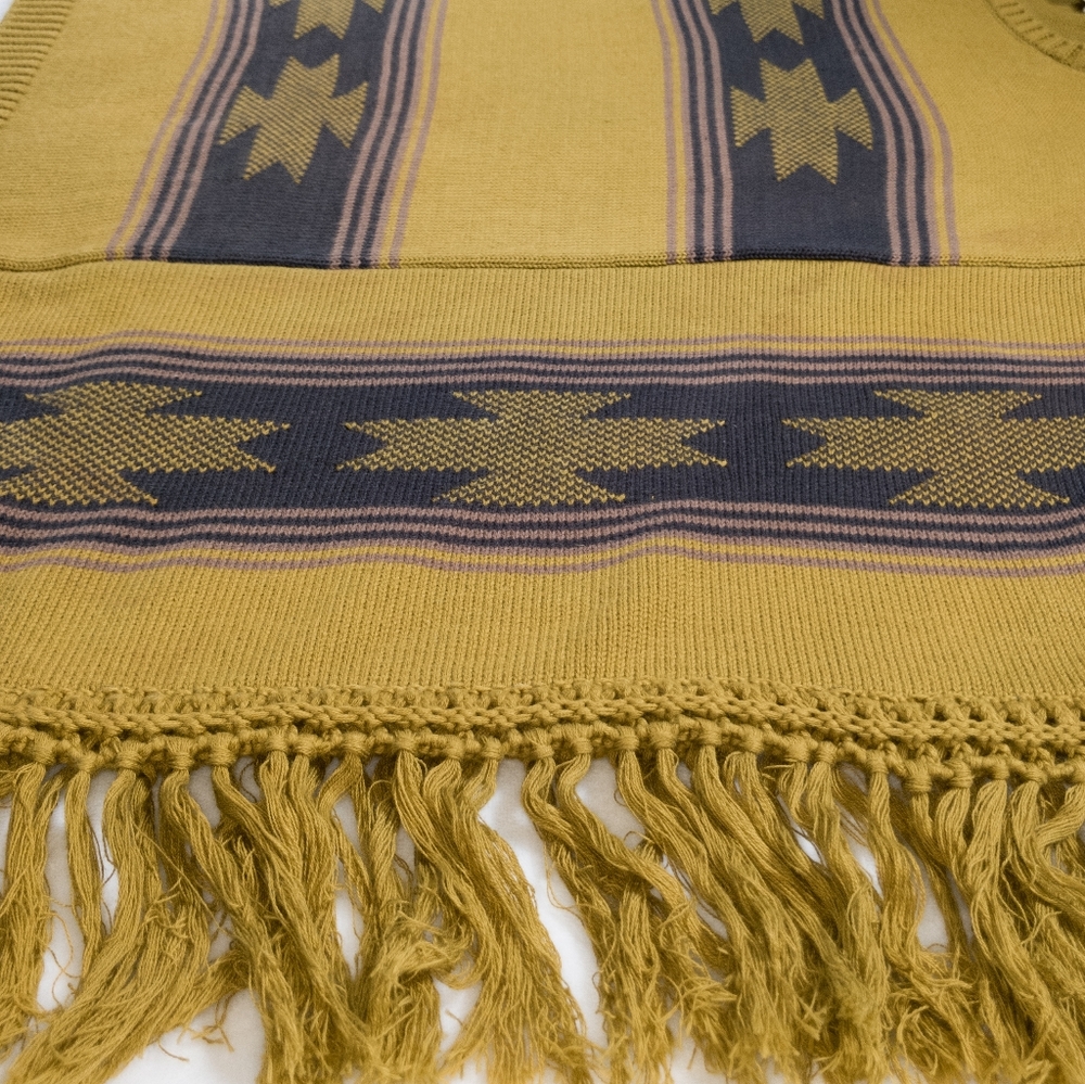 Cremieux aztec poncho sweater in yellow Large